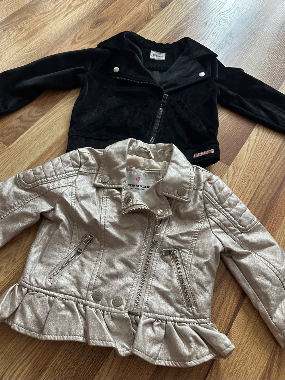 Urban Republic Girls Metallic Silver and Black Moto Jackets Set